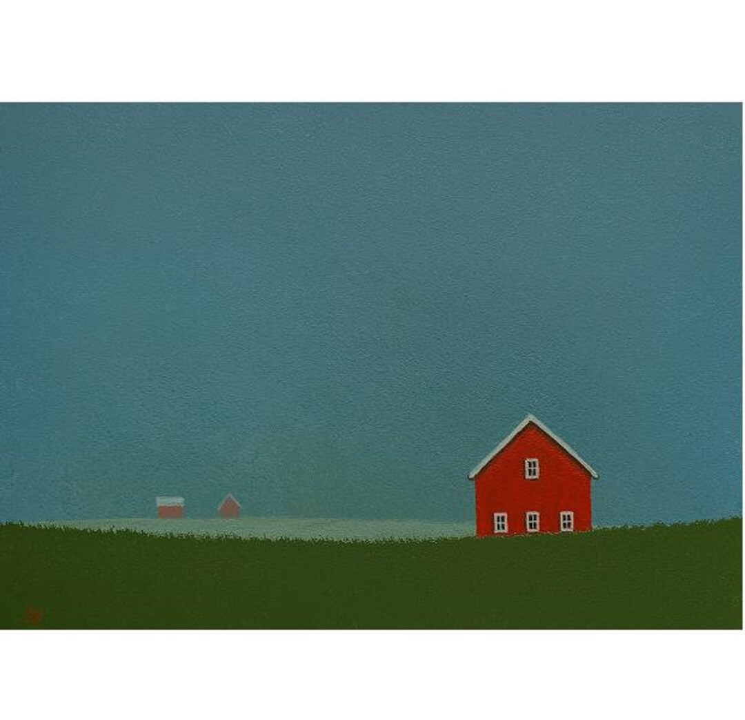 Old Red Barn Barn Painting, FARM Folk Art 5 X 7 Small Acrylic Painting