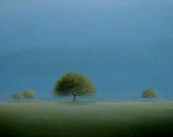 Tree Print Misty Tonalist Landscape 8 x 10" PRINT from Original Painting S. France tree painting landscape art Tonalism Peaceful landscape