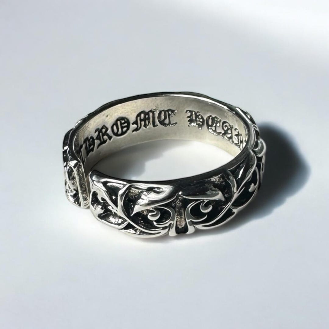 Silver Rings Y2k Y2K CHROME RING, Sterling Silver Gothic Ring With Intricate Scrollwork ...