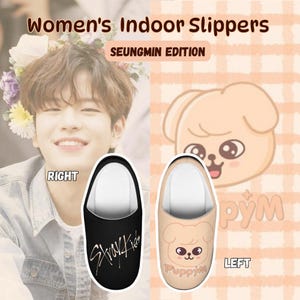 Stray Kids SEUNGMIN/PUPPYM Women&#39;s Indoor Footwear- House Shoes Gift for Fans Cute Slip-Ons K-Pop Slippers