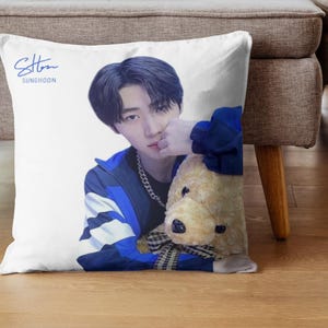 ENHYPEN SUNGHOON Square Pillow Kpop Idol Home Decor Custom Fan Art Throw Cushion Bedroom Accent Pillow Gift for ENGENE Spun Polyester