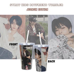 Stray Kids JEONGIN Boyfriend Cup (20 Unzen) - I.N Kunststoffbecher mit Strohhalm Kpop Merch Wiederverwendbares Trinkglas Geschenk für STAY