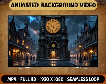 Stürmische Vintage Stadt animierte Hintergrundvideo - nahtlose Schleife - Live Wallpaper - digitaler Download