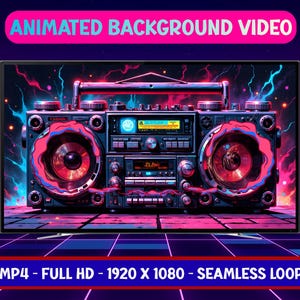 Tillbaka till 80-talet Retro Högtalare - Animerad bakgrundsvideo - Sömlös loop - Digital nedladdning