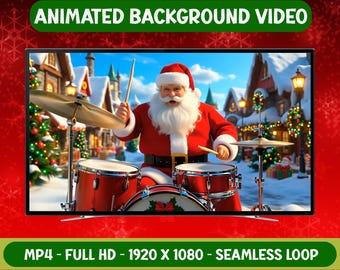 ANIMATED BACKGROUND | Cozy Christmas Village | Santa Claus Looped Vtuber Video - Digital Download