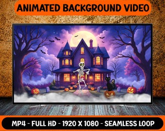 Lustig Tanzen Skelett Halloween Animierter Hintergrund - Nahtlose Schleife - Digital Download