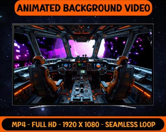 Raumschiff-Cockpit-Kabine 3D Flug animierte Hintergrundvideo - Nahtlose Schleife - Digitaler Download