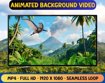Fliegender Pteranodon Animierter Hintergrund: Nahtloser Dinosaurier-Loop (MP4 Digital Download