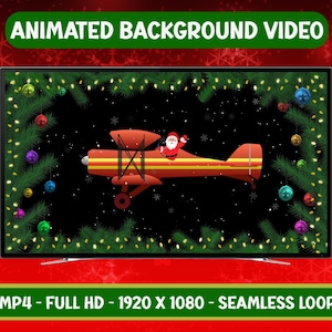 Santa Claus Airplane Christmas Greetings Animated Video (Digital Download)