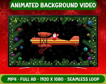Santa Claus Airplane Christmas Greetings Animated Video (Digital Download)