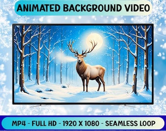 Zimowy jeleń w płynnej pętli wideo: animowane tło (pobieranie cyfrowe)