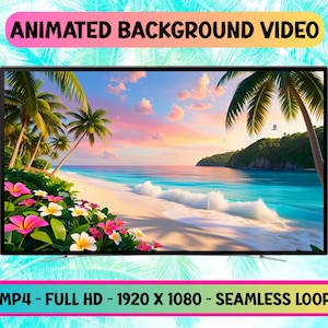 Tropical Beach Seamless Loop Video: Full HD Animated Background (Digital Download