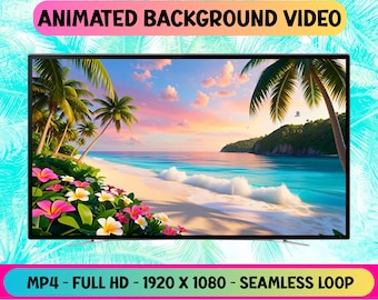 Animowane tło wideo z tropikalną plażą – płynna pętla – Full HD – pobieranie cyfrowe