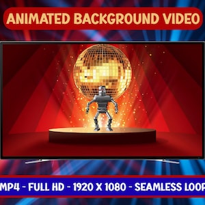 Funny Dancing Robot Disco Loop: Animated Background (Digital Download MP4 + PNG)