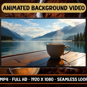 Lake Coffee Animated Video Background: Calming Seamless Loop (Digital Download))