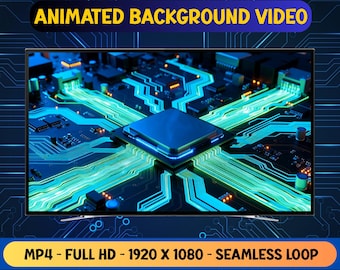 High Tech Computer Motherboard - Animated Background Video - Virtual Background Livepaper - Digital Download