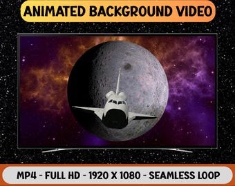 3D Moon Space Shuttle Animated Video: Seamless Loop, Full HD (Digital Download)