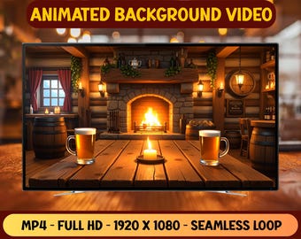 Medieval Rustic Tavern - Animated Background Video - Background Livepaper - Digital Download