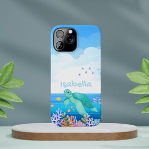 Personalized Slim Phone Cases iPhone 16 15 14 13 12 11, Ocean Themed Customizable Name Phone Case, Perfect Gift for Sea Lovers