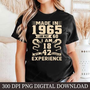 60th Birthday PNG Design, Vintage 1965 Birthday Sublimation Clipart, Retro 60 Years Digital Artwork, Digital Download Gift, Milestone Art