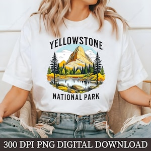 Yellowstone National Park PNG, National Park sublimatie clipart, outdoor avontuur digitale download, wildlife artwork, retro natuur design