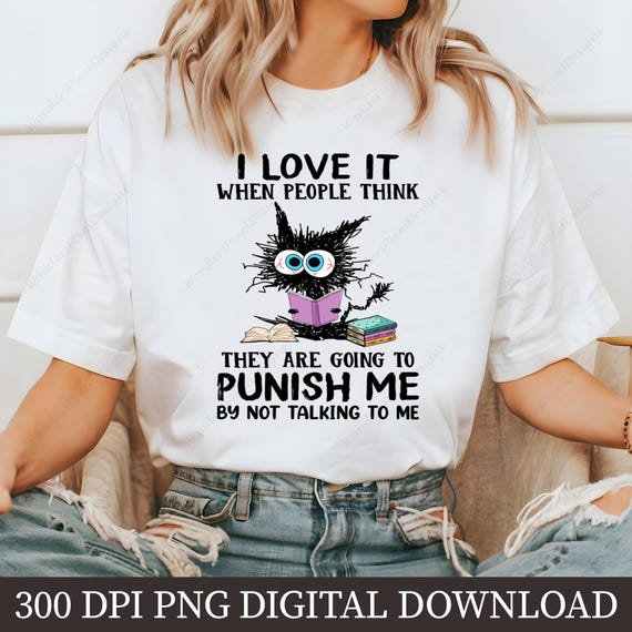 Funny Cat Quote PNG, Introvert Cat Sublimation Design, Digital Download, Cat Lover Gift, Reading Cat Clipart, Printable Art, Cat Pun Shirt