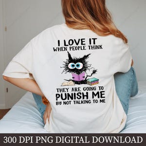 Funny Cat Quote PNG, Introvert Cat Sublimation Design, Digital Download, Cat Lover Gift, Reading Cat Clipart, Printable Art, Cat Pun Shirt image 5