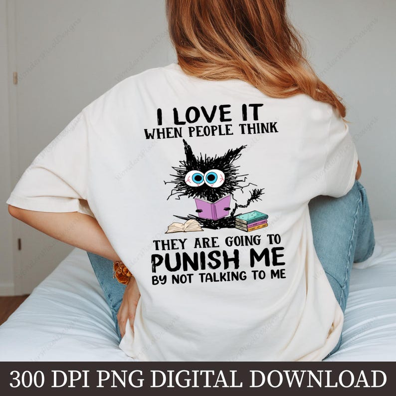Funny Cat Quote PNG, Introvert Cat Sublimation Design, Digital Download, Cat Lover Gift, Reading Cat Clipart, Printable Art, Cat Pun Shirt image 5