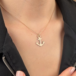 14K Gold Anchor Necklace, Dainty Anchor Nautical Pendant, Sailor Jewelry, Ocean Lover Gift, Maritime Necklace, Beach Jewelry, Gift for Her