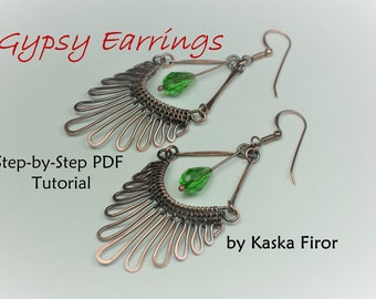 Jewelry Tutorial - Wire Weaving Tutorial - Earring Tutorial - Step by Step - Intermediate Tutorial - Wire Jewelry Pattern - Wire Weaving