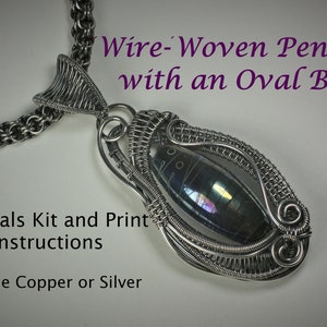 Pendant Tutorial and Materials Kit - Wire Weaving - Step by Step - Intermediate Tutorial - Wire Jewelry Pattern - Wire Weaving