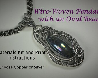 Pendant Tutorial and Materials Kit - Wire Weaving - Step by Step - Intermediate Tutorial - Wire Jewelry Pattern - Wire Weaving