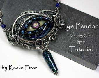 Dramatic Eye Pendant Tutorial - Wire Weaving Tutorial - Step by Step - Intermediate Tutorial - Wire Jewelry Pattern -  Wire Weaving