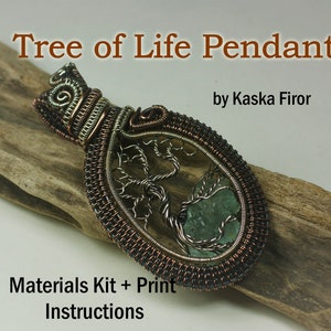 Materials Kit and Print Instructions - Tree of Life Pendant Tutorial - Heady Wrap- Step by Step - Wire Jewelry Pattern - Wire Weaving