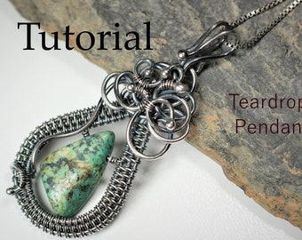 Teardrop Pendant - Wire Weaving Tutorial - Pendant Tutorial - Step by Step - Beginner Tutorial - Wire Jewelry Pattern