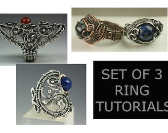 Set of Three Ring Tutorials-Wire Rings-Wire Weaving How-to