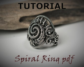 Tutorial de anel espiral - Tecelagem de arame - Tutorial de anel - Passo a passo - Padrão de joias - Como fazer tecelagem de arame