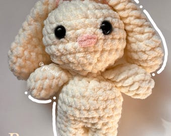 Handmade White Bunny Crochet Plush with Bows — medium size