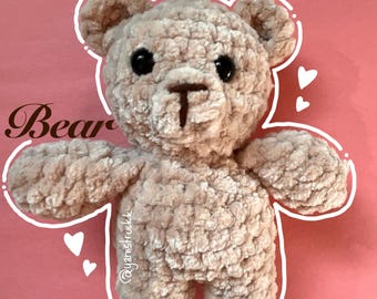Amigurumi bear plush, handmade crochet teddy, soft chenille toy