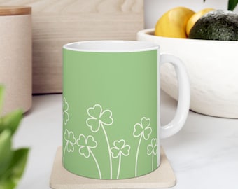 Tazza in ceramica con trifoglio verde, tazza da caffè con trifoglio irlandese, regalo per il giorno di San Patrizio, tazza con trifoglio fortunato, carina tazza da tè in ceramica, decorazione per il giorno di San Patrizio
