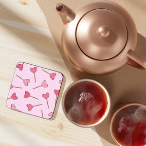 Heart Lollipop Coaster Pink Drink Coaster Home Decor Housewarming Gift Table Accessories Friend Gift Aesthetic Drink Mat Coffee Accessories