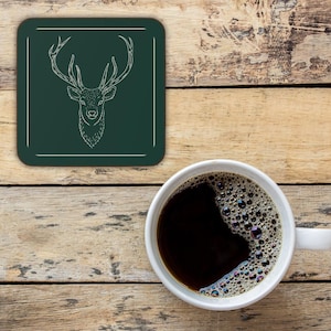Stag Coaster Deer Coaster Green Drink Mat Woodland Decor Hunting Lodge Decor Men&#39;s Gift Rustic Decor Table Accessories Coffee Accessories