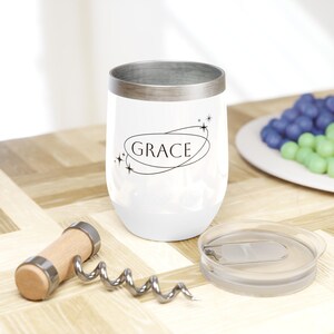 Vaso pequeño de acero inoxidable con aislamiento al vacío personalizado Galaxy de 12 oz, soporte para bebidas frías o calientes, taza de café de viaje personalizada, regalo de dama de honor