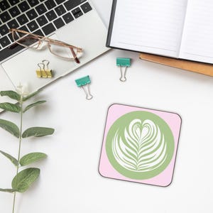 Matcha Latte Coaster Latte Art Gift Coffee Drink Mat Matcha Gift For Her Cafe Decor Coffee Lover Gift Table Accessories Coffee Accessories