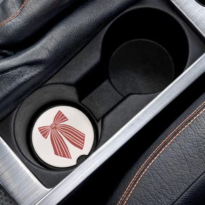 Red Bow Car Coaster Set Coquette Car Coaster Car Accessories Car Decor Gift For Car Lover Cold Drink Coasters
