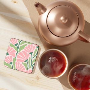 Floral Coaster Botanical Drink Coaster Home Decor Housewarming Gift Table Accessories Friend Gift Modern Flower Drink Mat Coffee Accessories