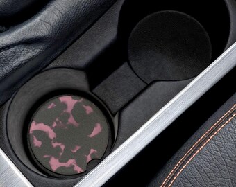 Pink Tortoise Shell Car Coaster Set Tortoise Pattern Car Accessory Cute Car Decor Gift For Car Lover