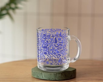 Medelhavskonst Glasmugg Konst Dryckesartiklar Transparent Köksdekoration Gåva Glasmugg Gåva Transparent Kaffekopp Gåva Lärare Gåva