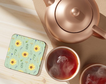 Sunflower Coaster Orange Floral Drink Mat Botanical Coaster Gift Rustic Decor Gift for Her Table Accessories Aesthetic Coffee Accessories