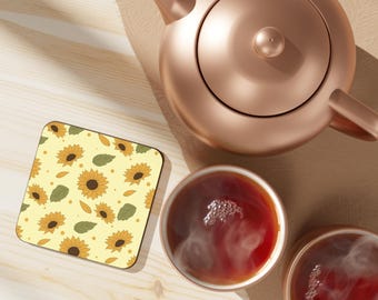 Sunflower Coaster Orange Floral Drink Mat Botanical Coaster Gift Rustic Decor Gift for Her Table Accessories Aesthetic Coffee Accessories